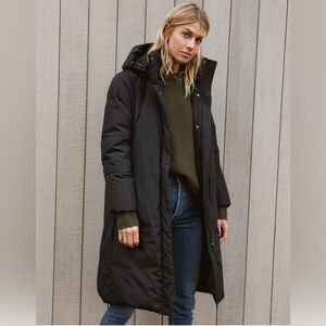 Jenni Kayne Long Puffer Jacket, 100% Down in Black, Small